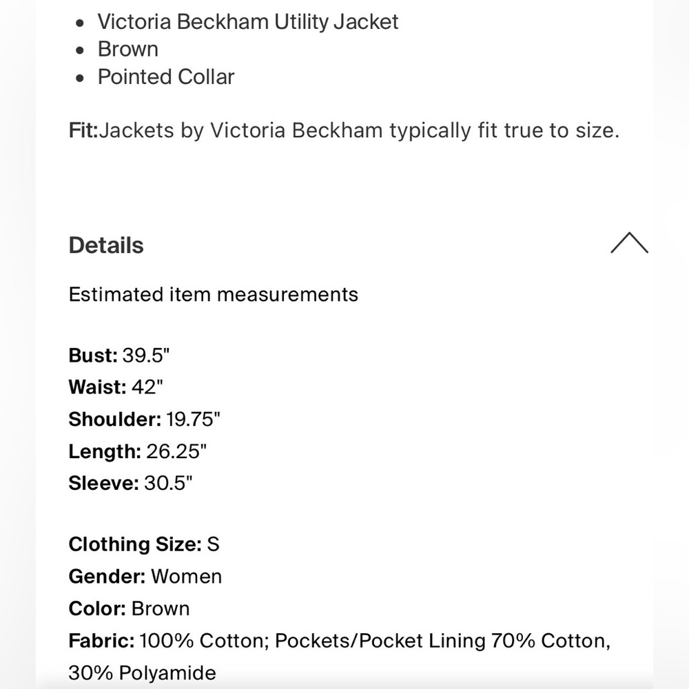 NWT Victoria Beckham Utility Jacket - Picture 6 of 6